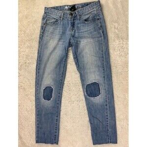 Mossimo Size 00 Womens Jeans Boyfriend Crop Raw Hem Stretch Low Rise